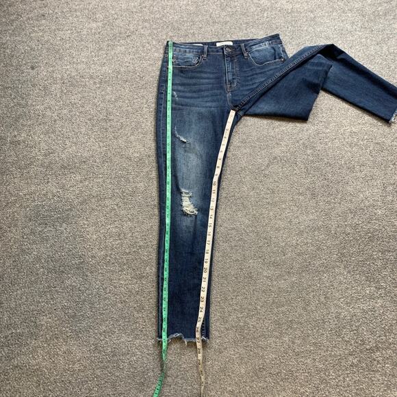 Vigoss Jeans Womens 29 Blue Jagger Skinny Distressed Raw Hem Skinny Stretch - Picture 6 of 10